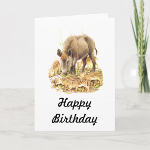 Een wild zwijn en baby's kaart