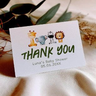 Een wilde is op de weg Safari Baby shower gevouwen Bedankkaart