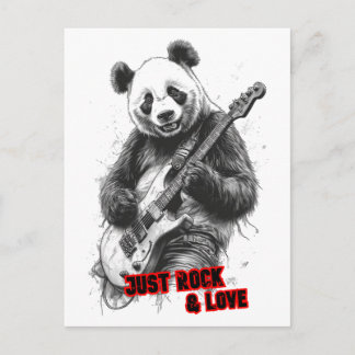 Een wilde panda die gitaar speelt op feestdagenkaart