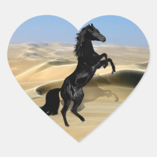 Een wilde zwarte hengst hart sticker