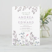 Een Wildflower bruiloft Kaart (Staand voorkant)