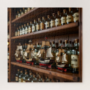 Een winkel van boten en flessen drank legpuzzel