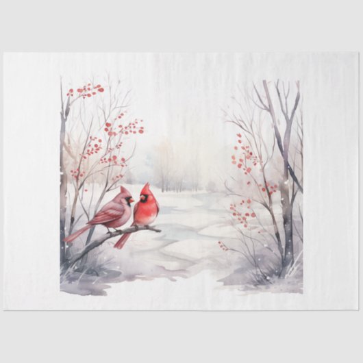 Een winter kardinaal serie ontwerp 2 tissuepapier (Voorkant)