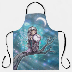 Een Winter Night Owl en Fairy met Moon Fantasy Art Schort