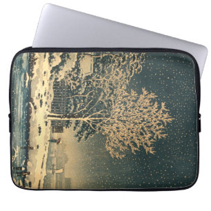 Een winterdag op de Sumida rivier in Japan Laptop Sleeve