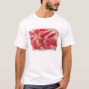 Een winterijsstorm die de bladeren bedekt van t-shirt