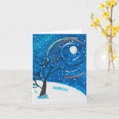 Een winternacht kaart (Gele Bloem)