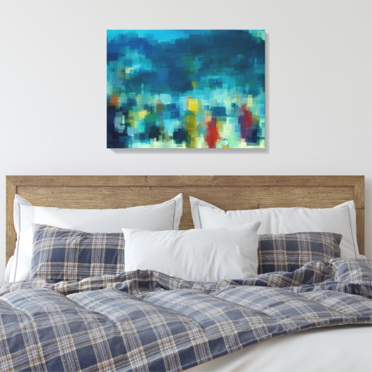 Een Winters Night Out Abstracte kubistische stijl  Canvas Afdruk (Insitu (Slaapkamer))