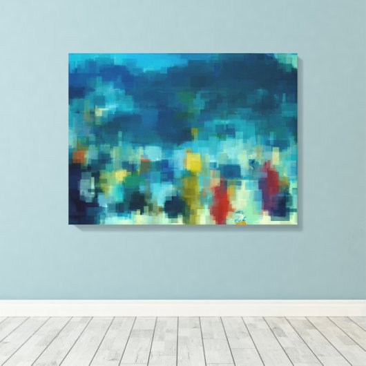 Een Winters Night Out Abstracte kubistische stijl  Canvas Afdruk (Insitu (Houten vloer))