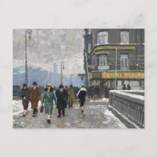 Een winterstraat Paul Fischer Briefkaart