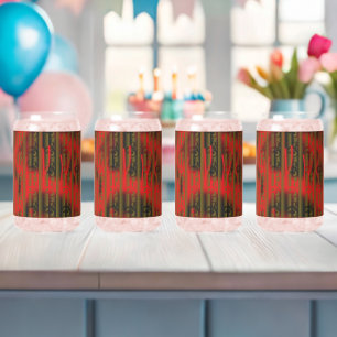 Een wit en bruin gestreept behang met een patroon blikvorm glas