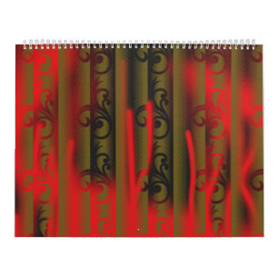 Een wit en bruin gestreept behang met een patroon kalender