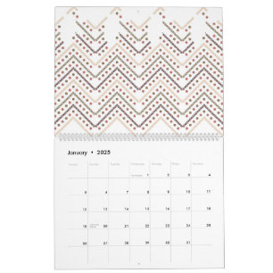 Een witte achtergrond met bruine en rode stippen kalender