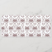 een witte achtergrond met daarop een rood patroon menu (Achterkant)