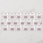 een witte achtergrond met daarop een rood patroon menu (Voorkant)