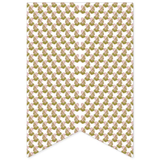 een witte achtergrond met een patroon van groene b vlaggetjes (Eerste vlag)