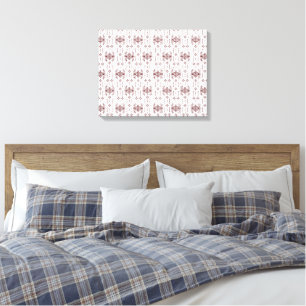 Een witte achtergrond met een rood patroon erop canvas afdruk