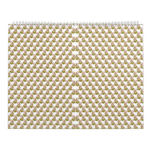 Een witte achtergrond met groene bladeren erop kalender