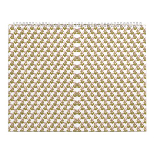 Een witte achtergrond met groene bladeren erop kalender (Hoes)