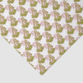 Een witte achtergrond met groene bladeren erop tissuepapier (Detail)