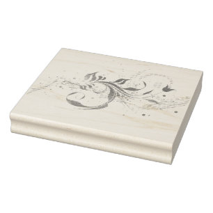 Een witte achtergrond met kleurrijke wervelingen e rubberstempel