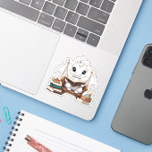 Een witte draak lezen Sticker (Laptop met iPhone)