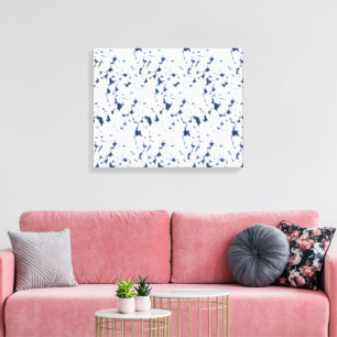 Een witte en blauwe achtergrond met een patroon canvas afdruk