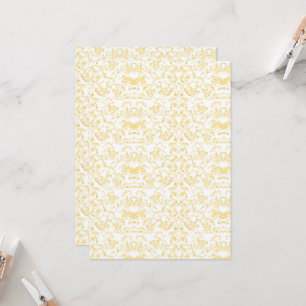 een witte en gouden behang met een patroon erop kaart