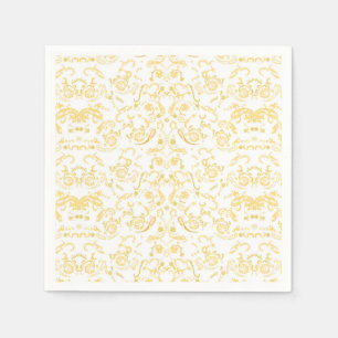 een witte en gouden behang met een patroon erop servet