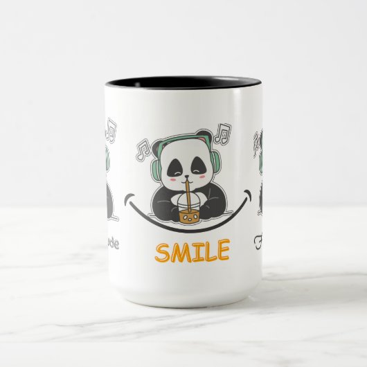 Een witte en zwarte grote maat Mok met schattige p (Midden)