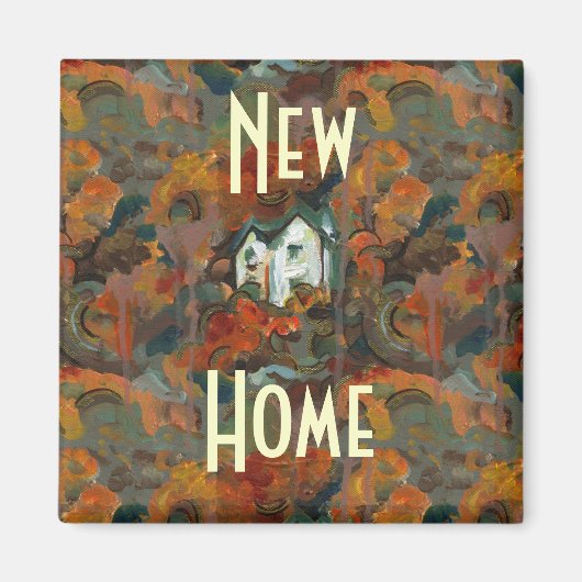 Een Witte Huis en Najaarsbomen Magneet (Voorkant)