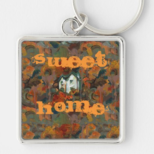 Een Witte Huis en Najaarsbomen Sleutelhanger (Voorkant)