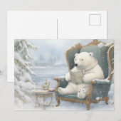 Een witte ijsbeer op de sneeuw kerstkaart (Voorkant / Achterkant)