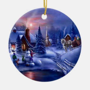 Een witte kerst keramisch ornament