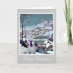 Een witte konijn kerst - kunst Kaart