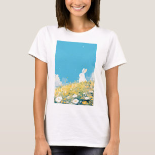 Een witte konijnenweide t-shirt