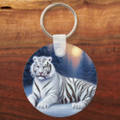 Een witte tijger in de sneeuw sleutelhanger (Voorkant)