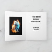 Een witte vurige Arctic Fox Kit Gelukkige Verjaard Kaart (Binnen)