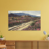 Een woestijnweg door Springtime Flower Fields Canvas Afdruk (Insitu (Woonkamer))