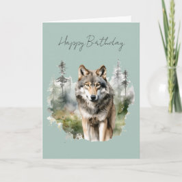 Een wolf in een verjaardagskaart voor een bos #1 kaart