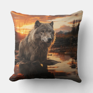 Een wolf in het Sierkussen van de wildernis