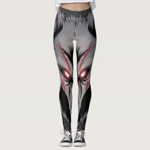 Een wolf met gloeiende rode ogen leggings
