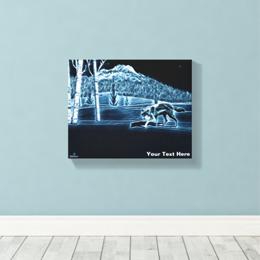 Een wolf op sneeuw canvas afdruk (Insitu (Houten vloer))