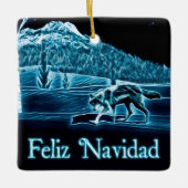 Een wolf op sneeuw - Feliz Navidad Keramisch Ornament (Voorkant)