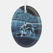 Een wolf op sneeuw glas ornament (Voorkant links)