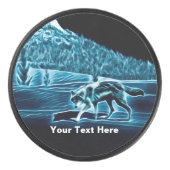 Een wolf op sneeuw hockey puck (Voorkant)