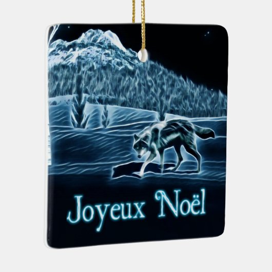 Een wolf op sneeuw - Joyeux noё l Keramisch Ornament (Rechts)