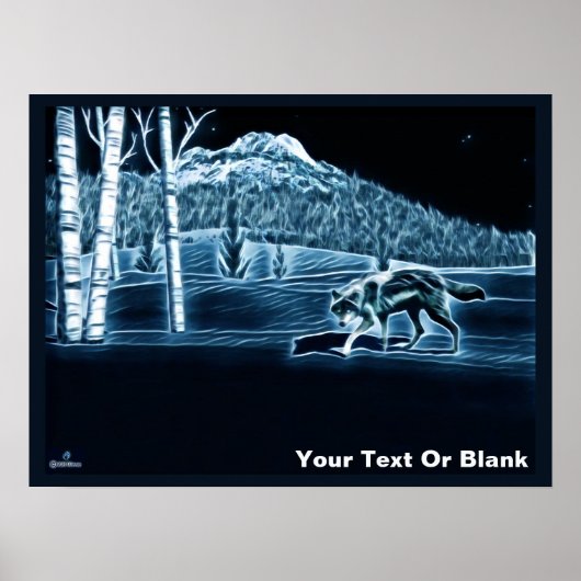 Een wolf op sneeuw poster (Voorkant)