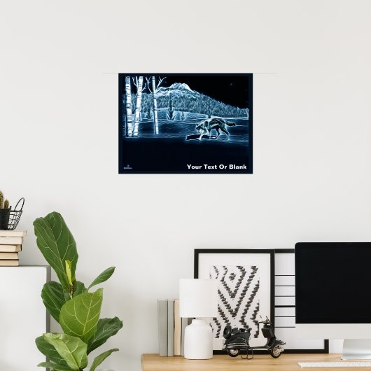 Een wolf op sneeuw poster (Thuiskantoor)