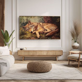 Een wolf slaapt in het bos poster